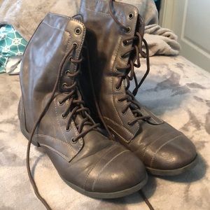 Brown combat boots